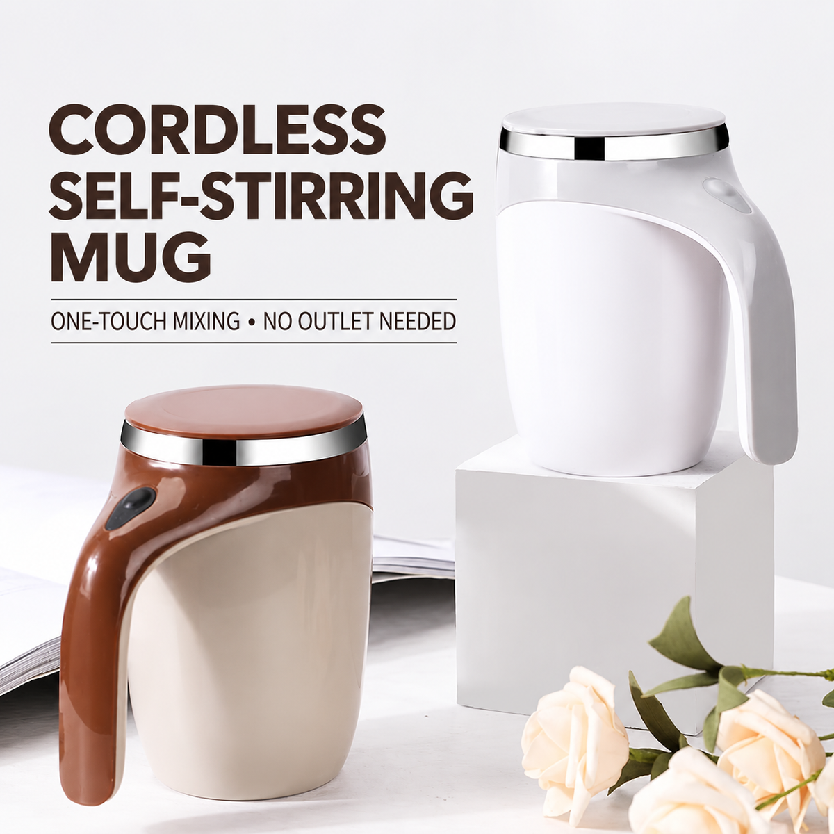 Cordless Magnetic Self-Stirring Mug