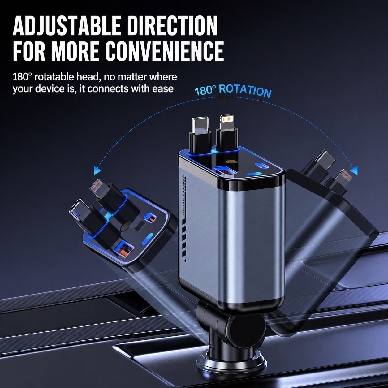 4-in-1 Retractable Car Charger