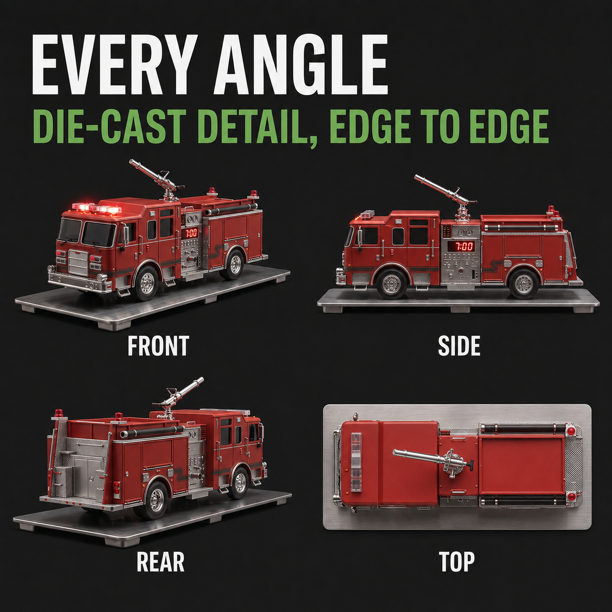 Die-Cast Fire Truck Alarm Clock