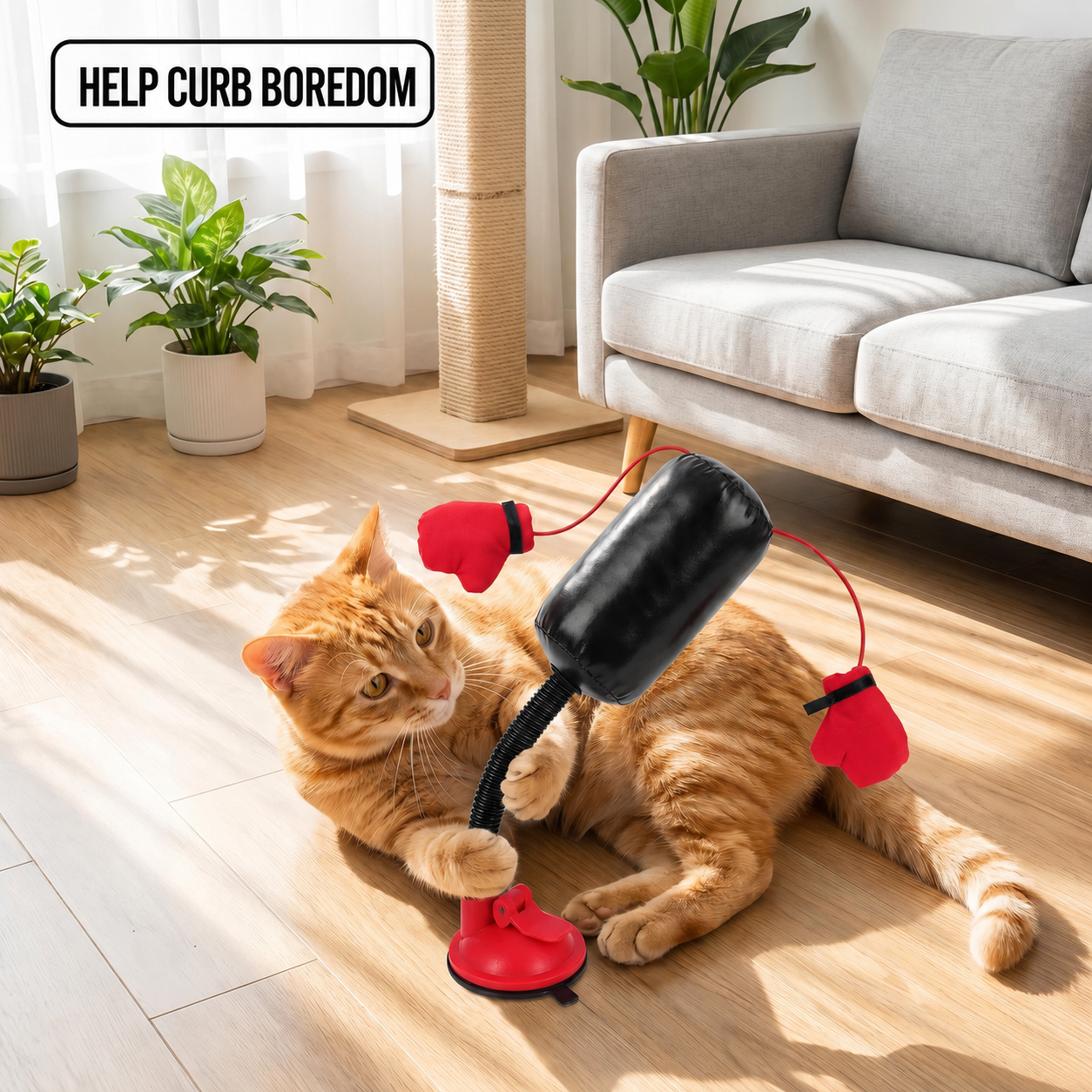 Suction Rebound Cat Boxing Toy