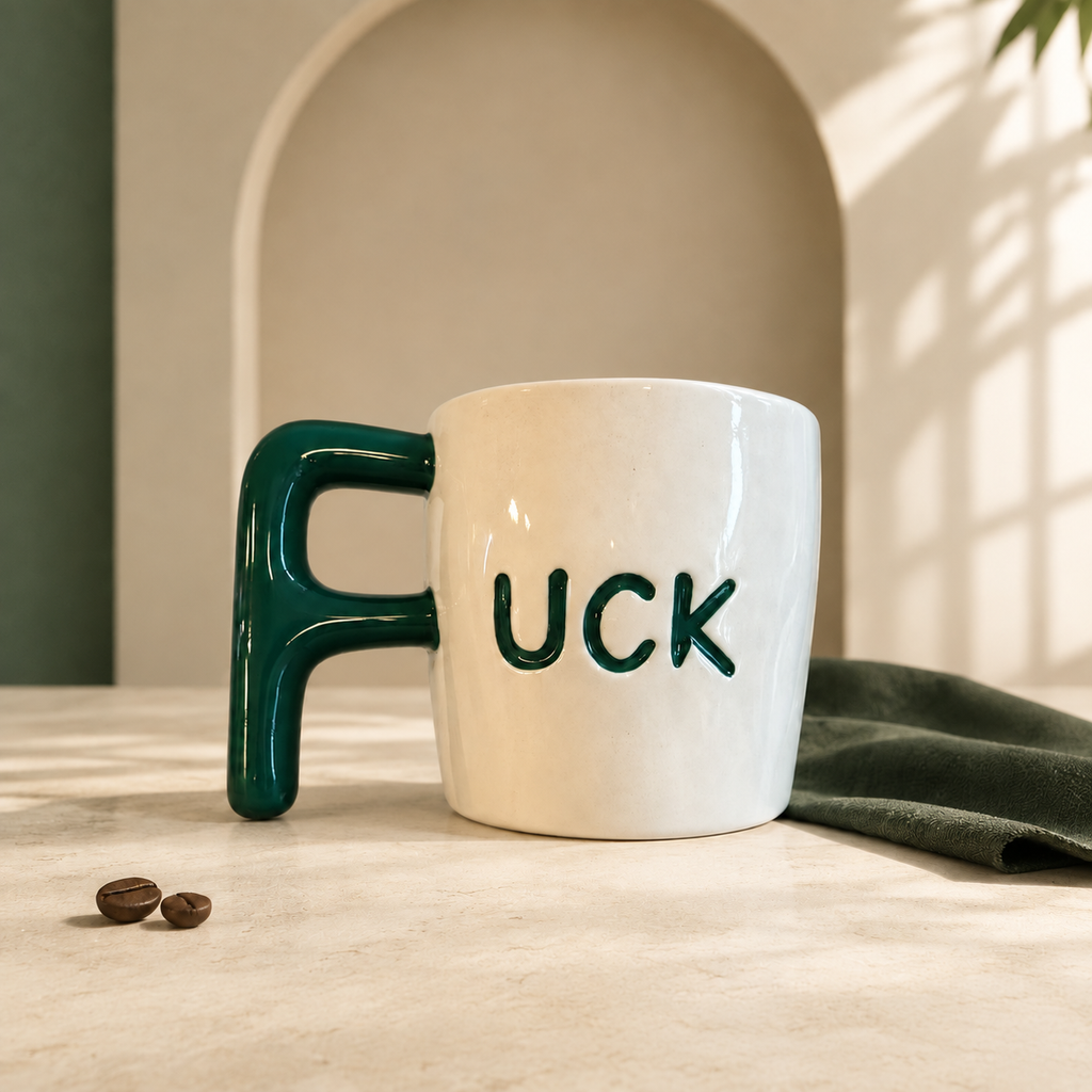 F-Handle Funny Ceramic Coffee Mug