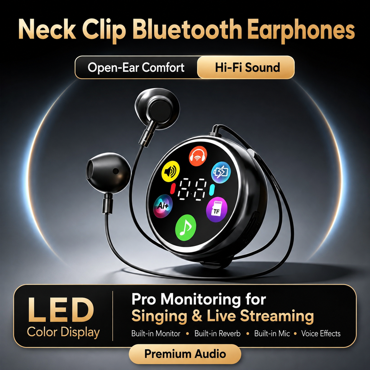 Neck-Clip Bluetooth Earphones