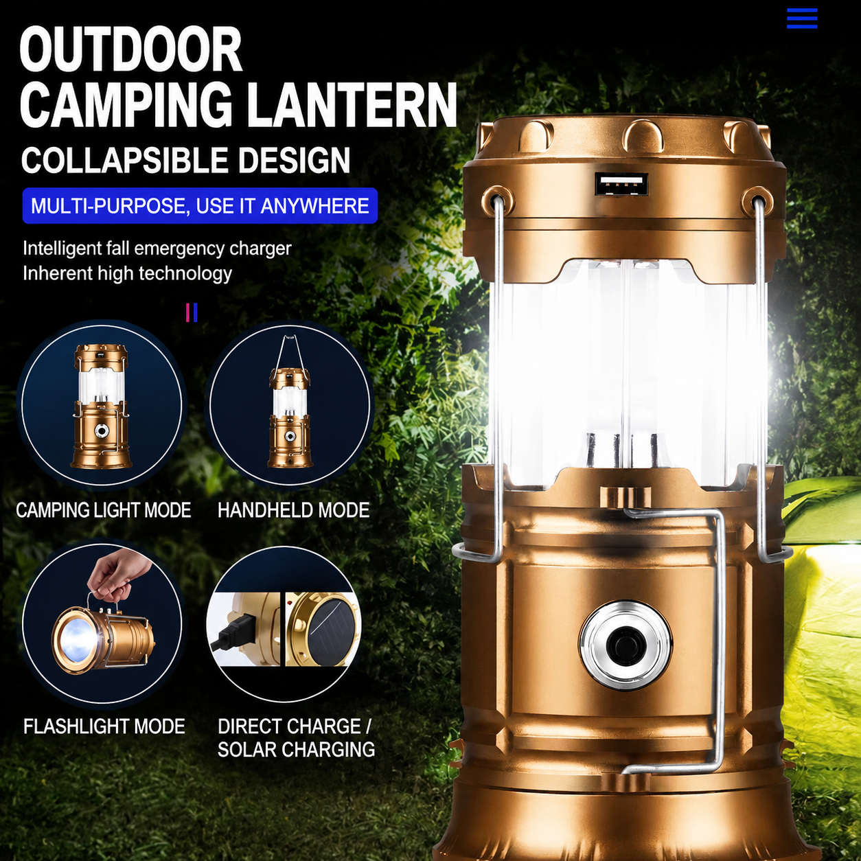 4-in-1 Solar Camping Lantern