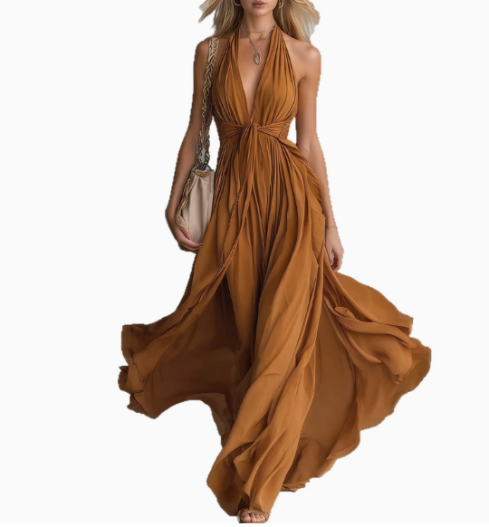 Womens Elegant Sleeveless Waist Fit Dress