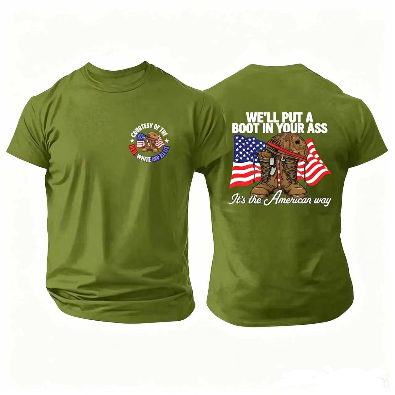 We'll Put A Boot In Your Ass Pattern Pattern 100% Cotton T-Shirt