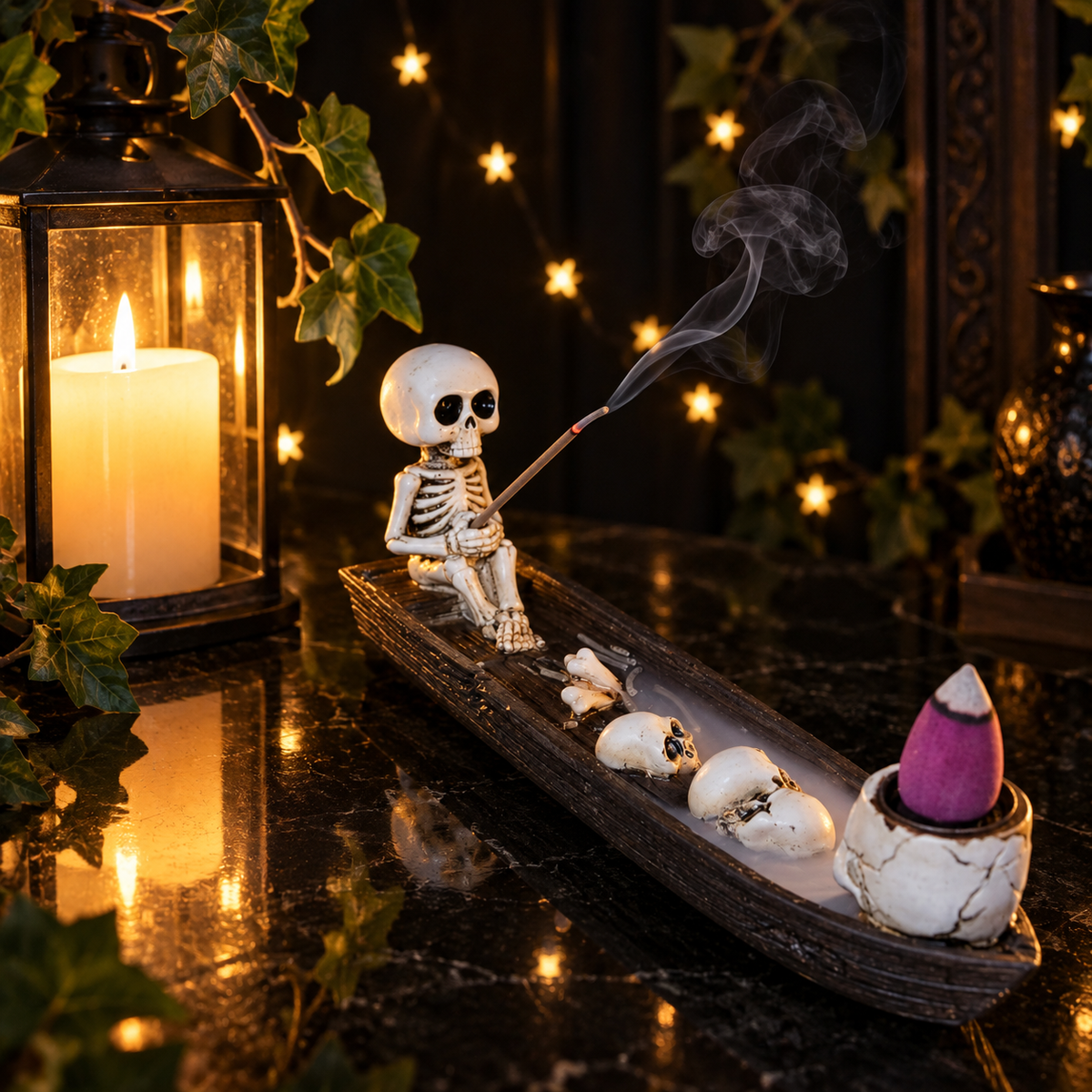 Skeleton Boat Backflow Incense Burner