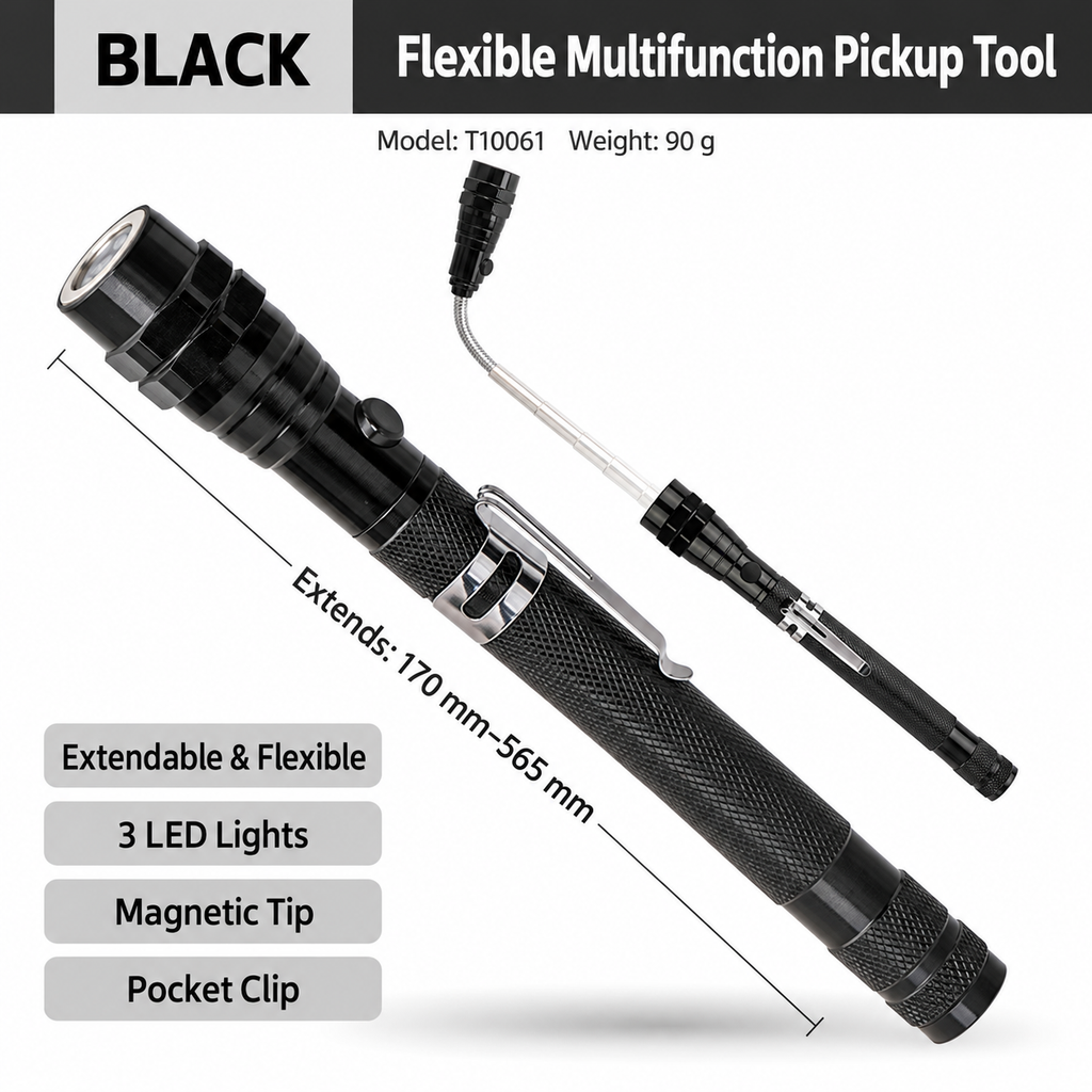 Flexible Magnetic Pickup Tool with LED Light