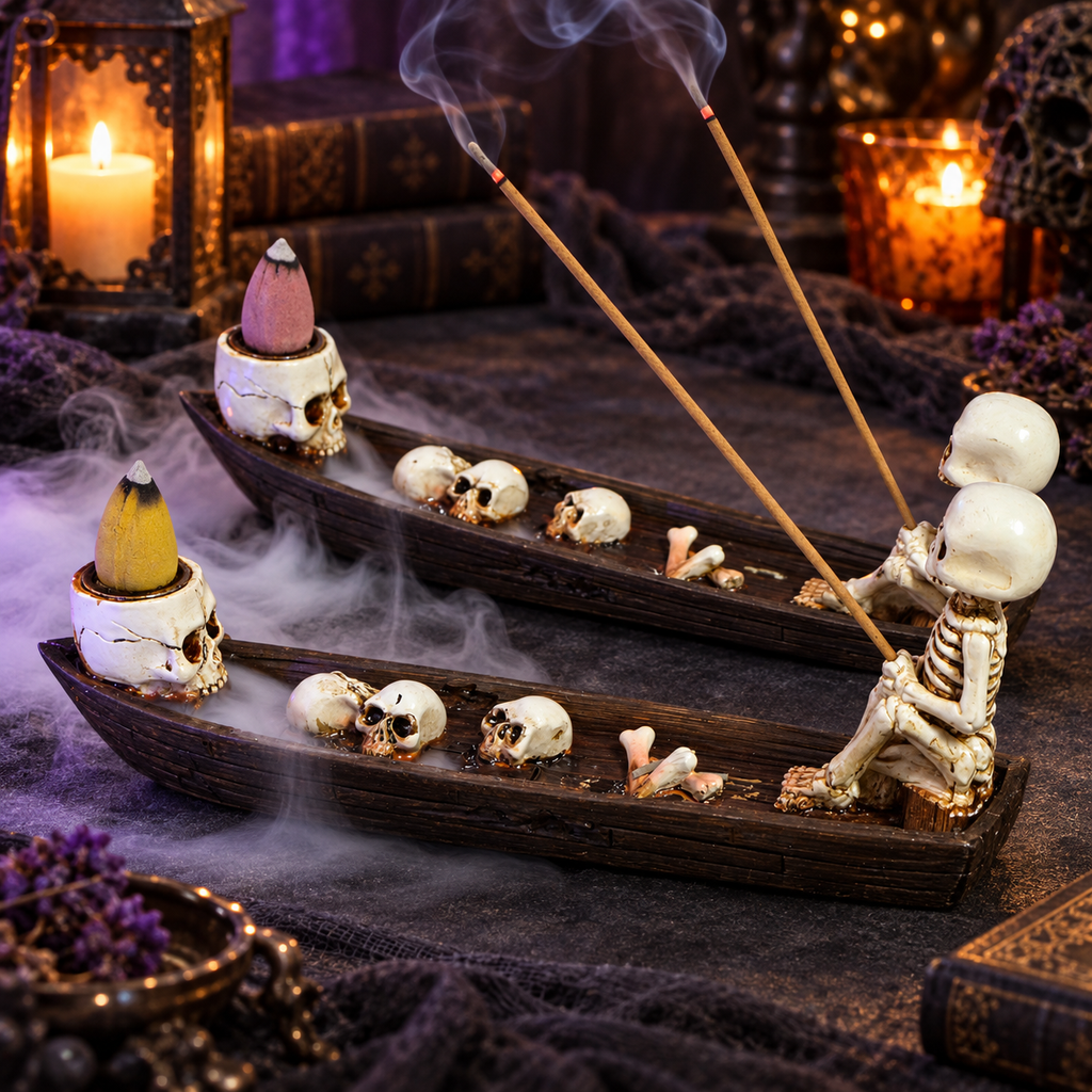Skeleton Boat Backflow Incense Burner