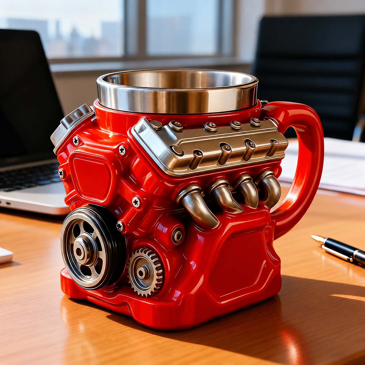 Engine-Shaped Stainless Steel Mug