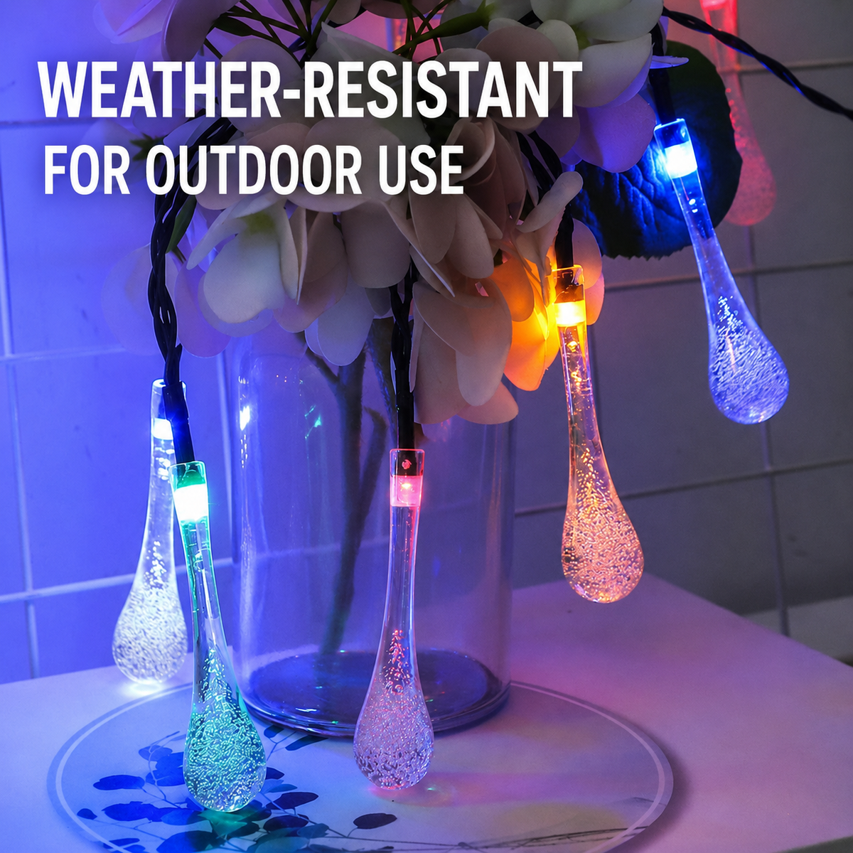 Solar Raindrop String Lights