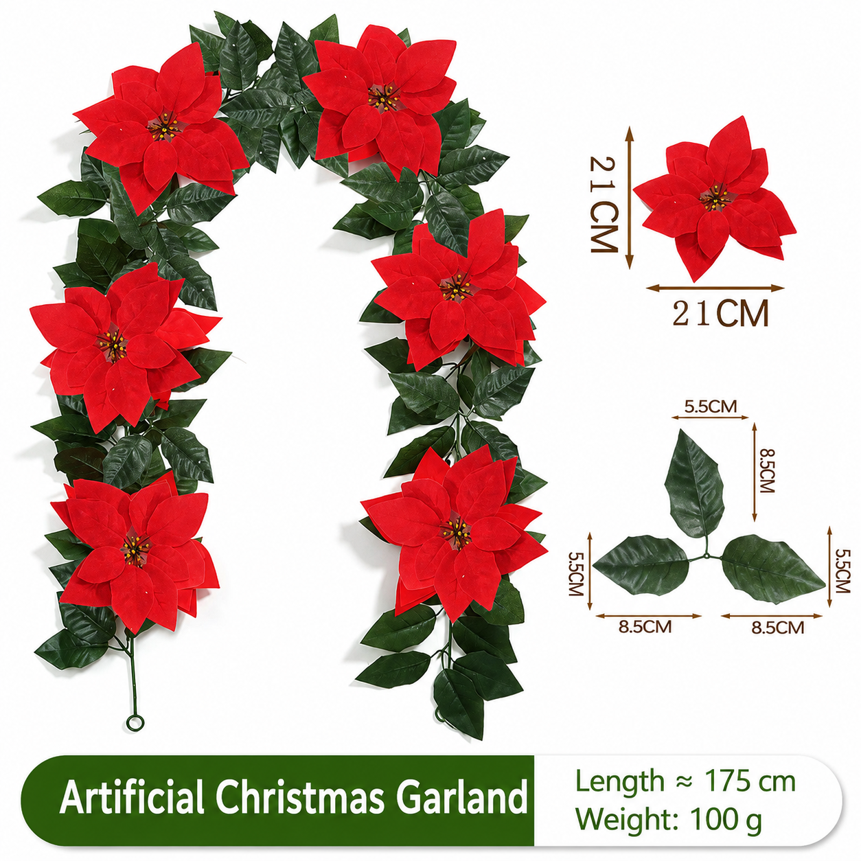 Christmas Poinsettia Garland Decoration