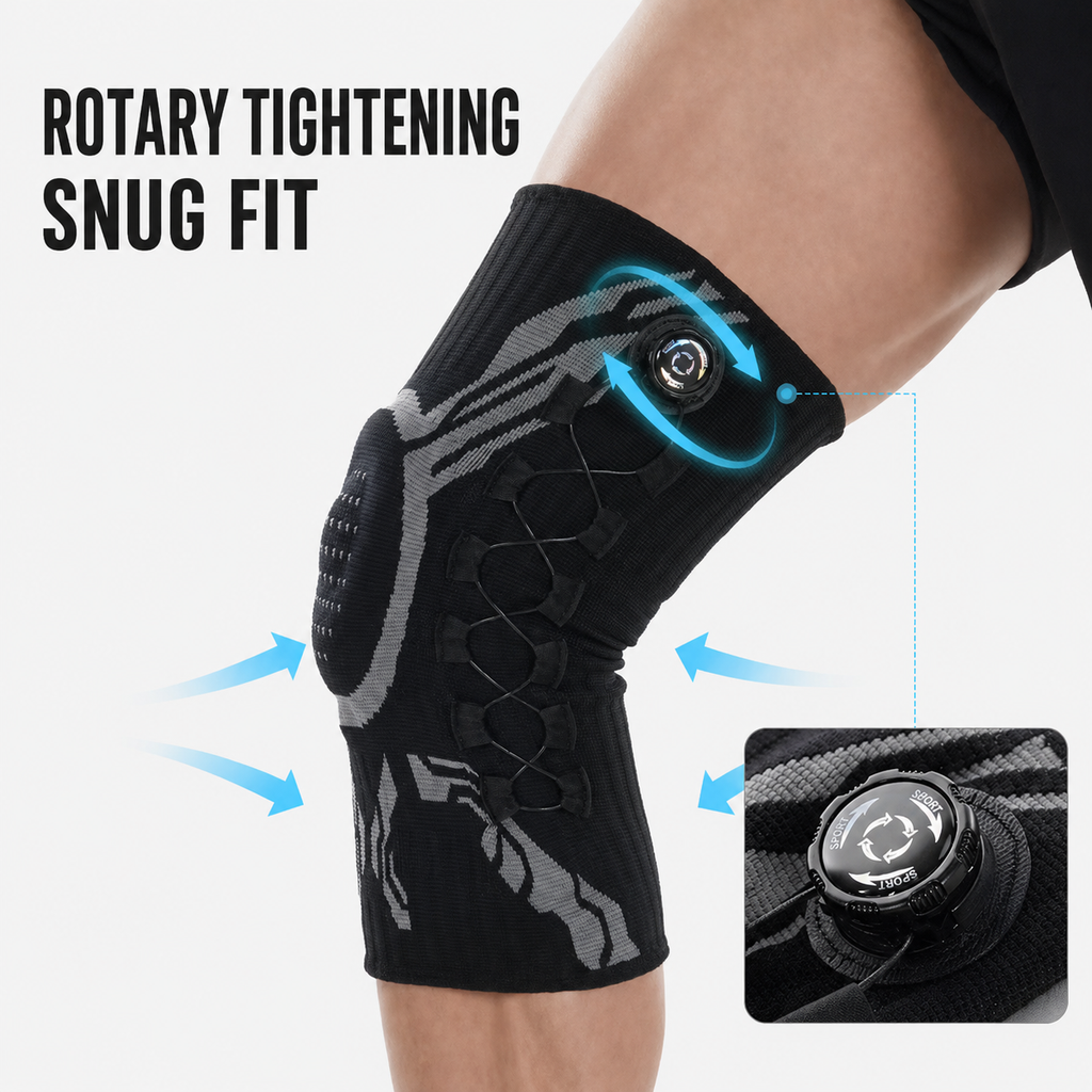 Dial-adjustment sports knee brace