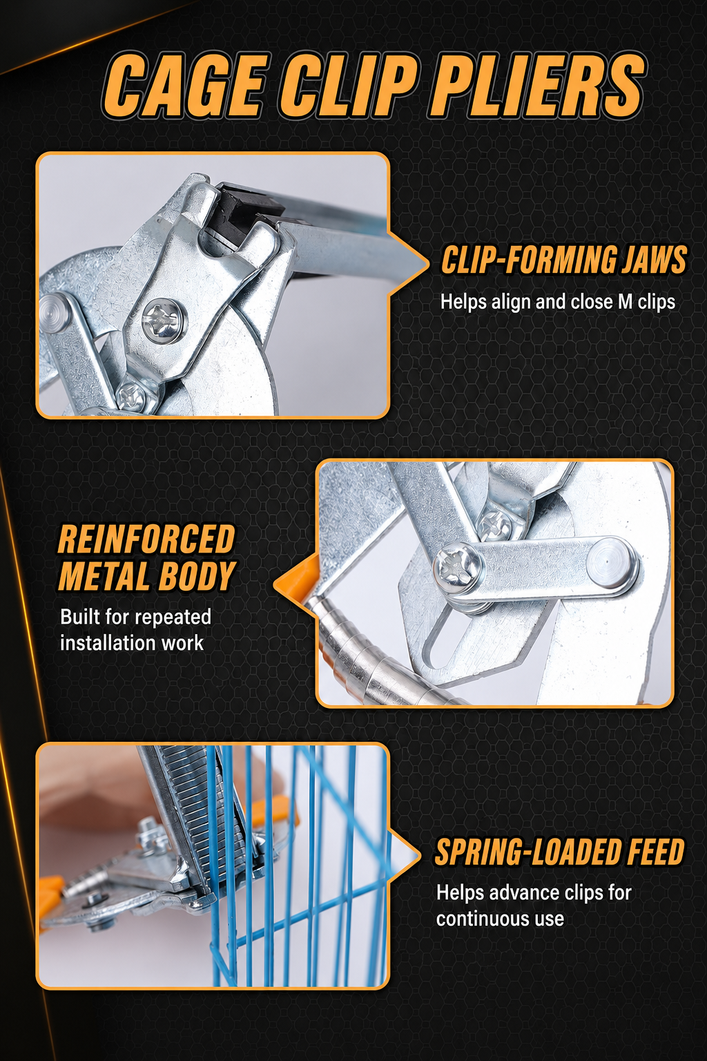 Cage Clip Pliers with M Clips