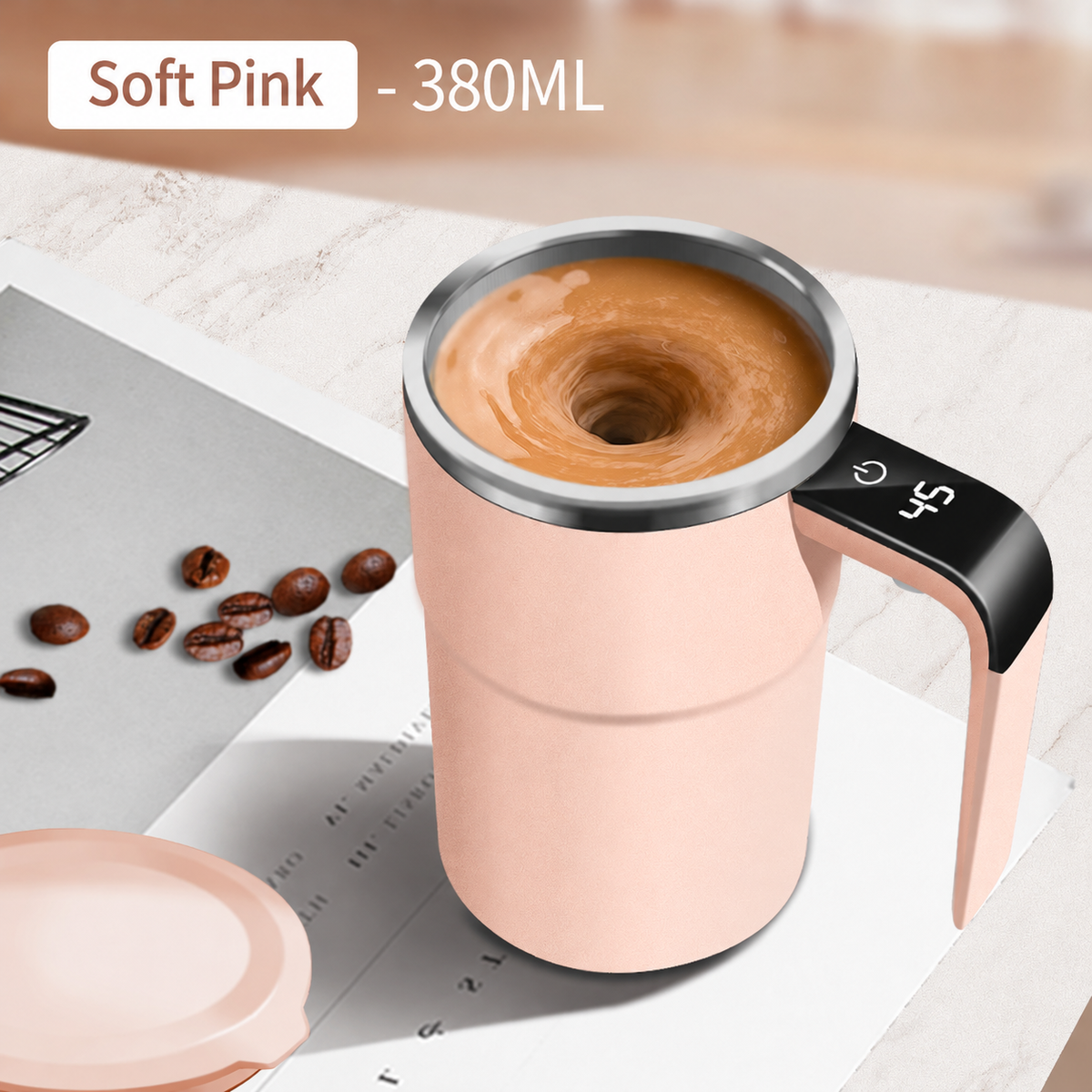 Automatic Self-Stirring Coffee Mug with Temperature Display