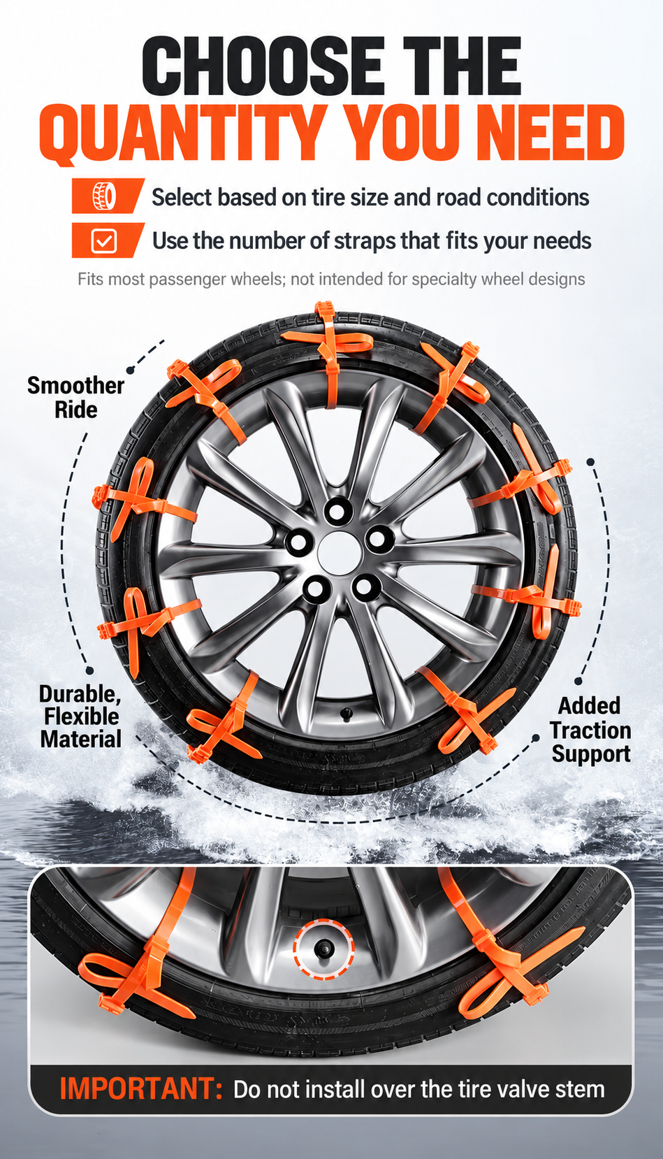 Reusable Portable Tire Traction Straps