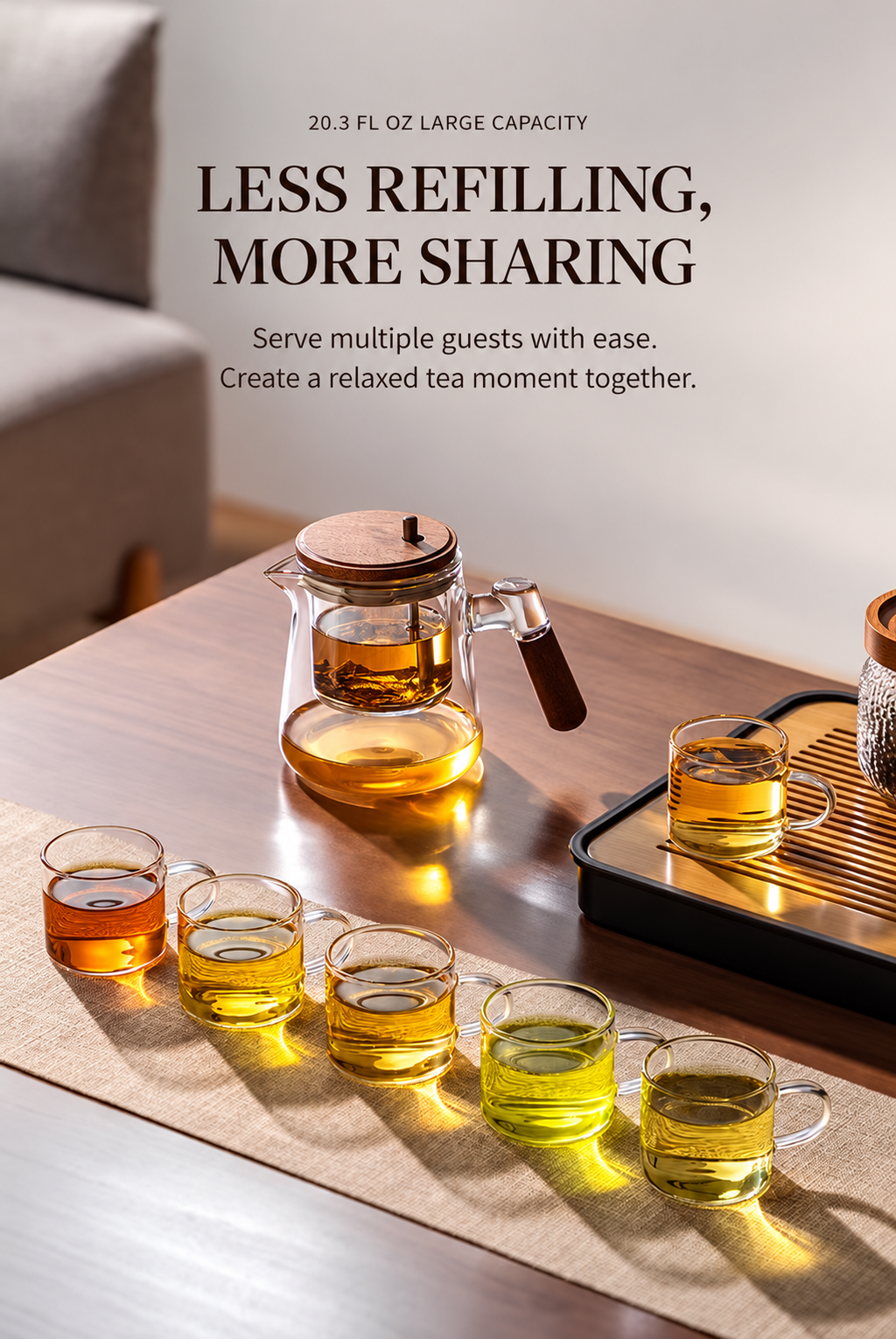 Push-Button Glass Tea Infuser Pot