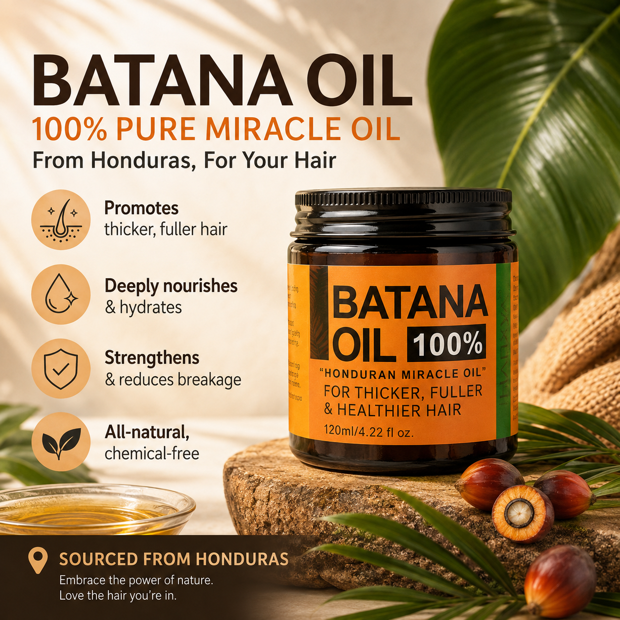 100% Pure Raw Batana Hair Oil