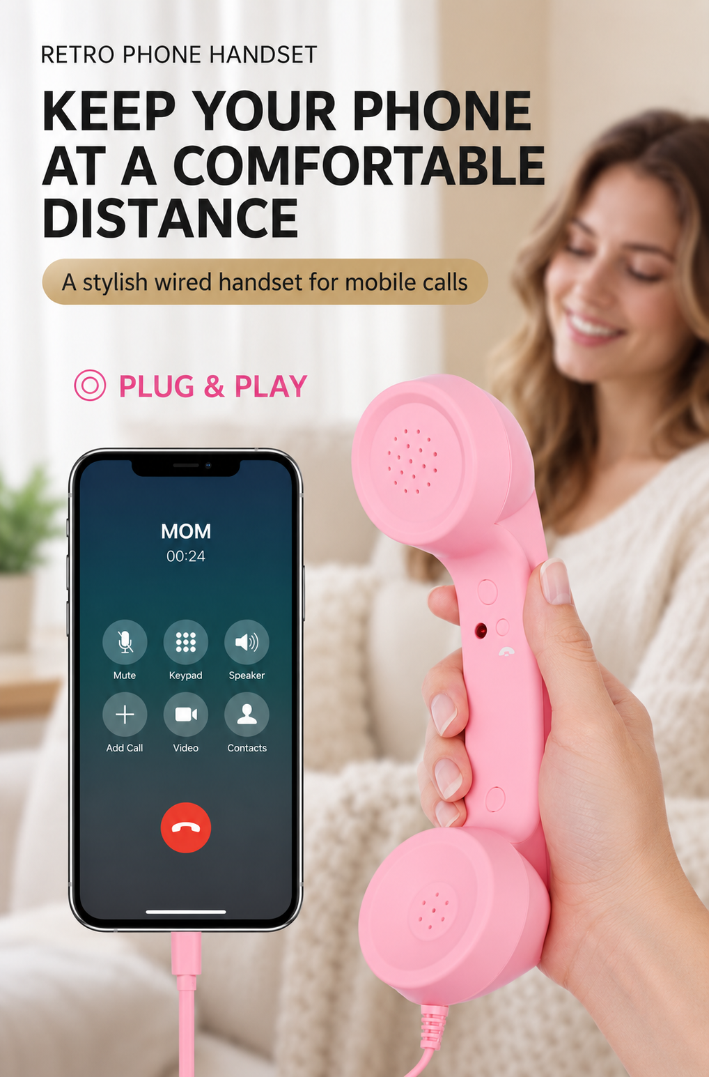 USB-C Retro Phone Handset