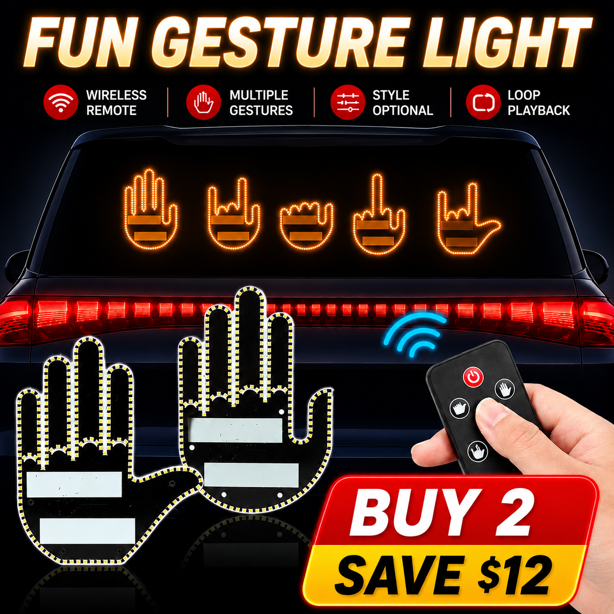 Multifunctional In-Car Gesture Warning Light