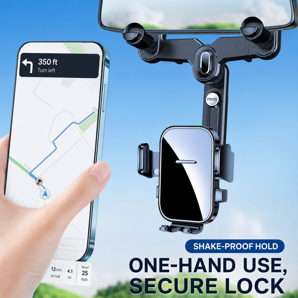 Auto-Lock Rearview Mirror Phone Mount