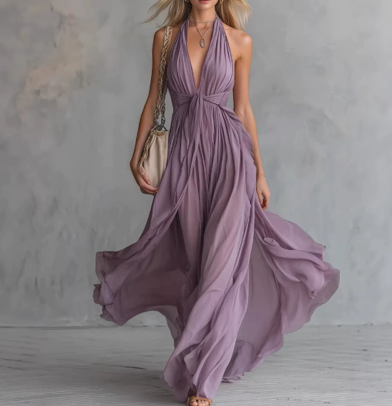 Womens Elegant Sleeveless Waist Fit Dress