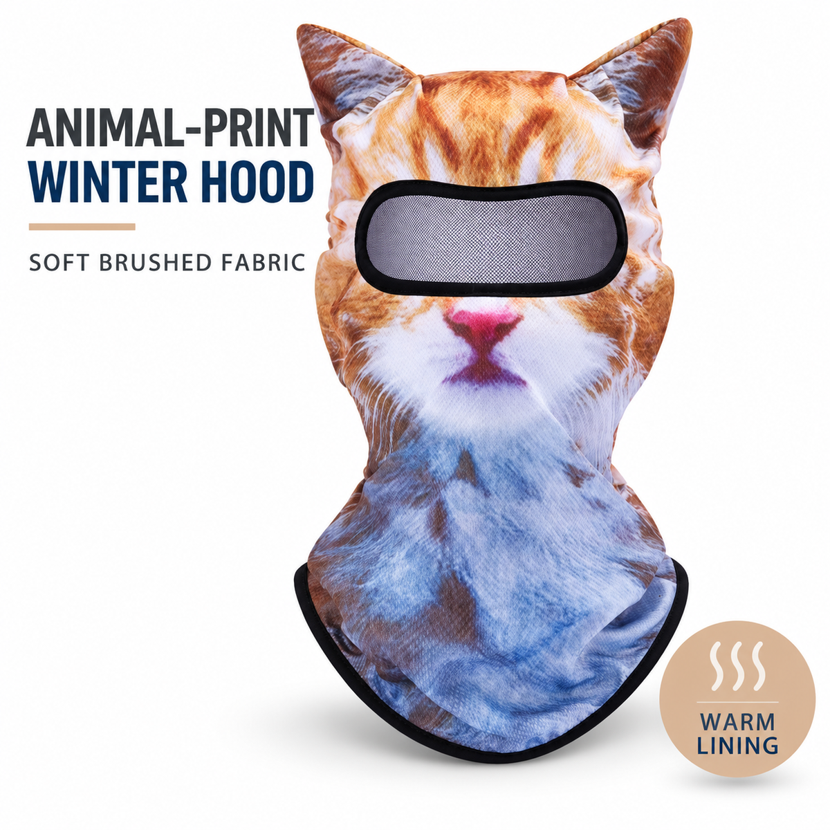 Animal-Print Breathable Winter Hood