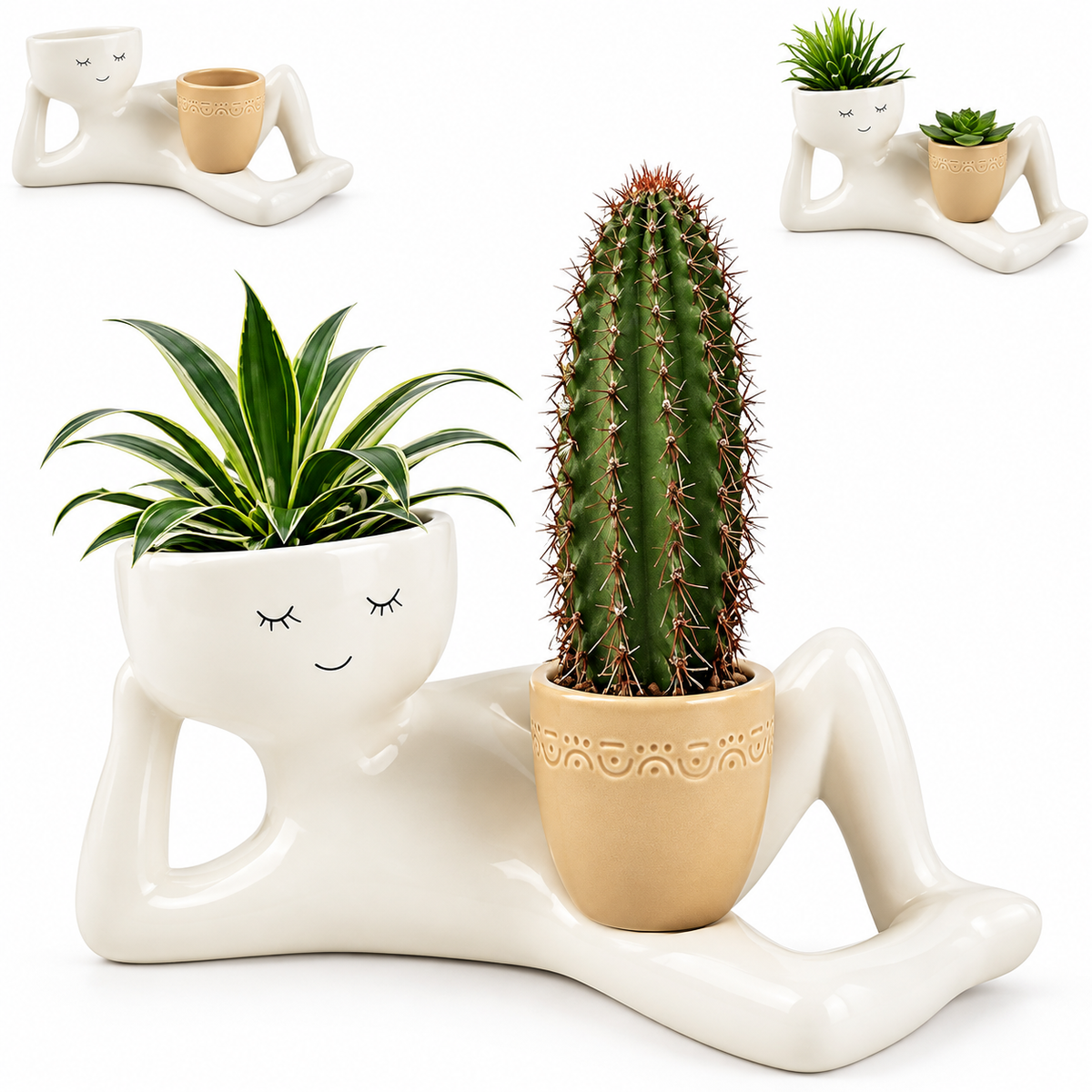 Decorative Reclining Figure Double Planter