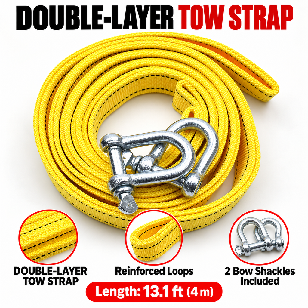 Tow Strap with 2 Bow Shackles