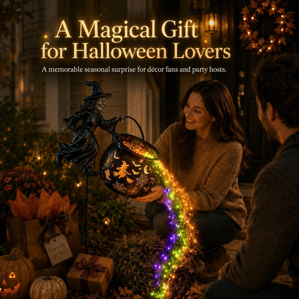 Halloween Witch Cauldron Light Garden Stake