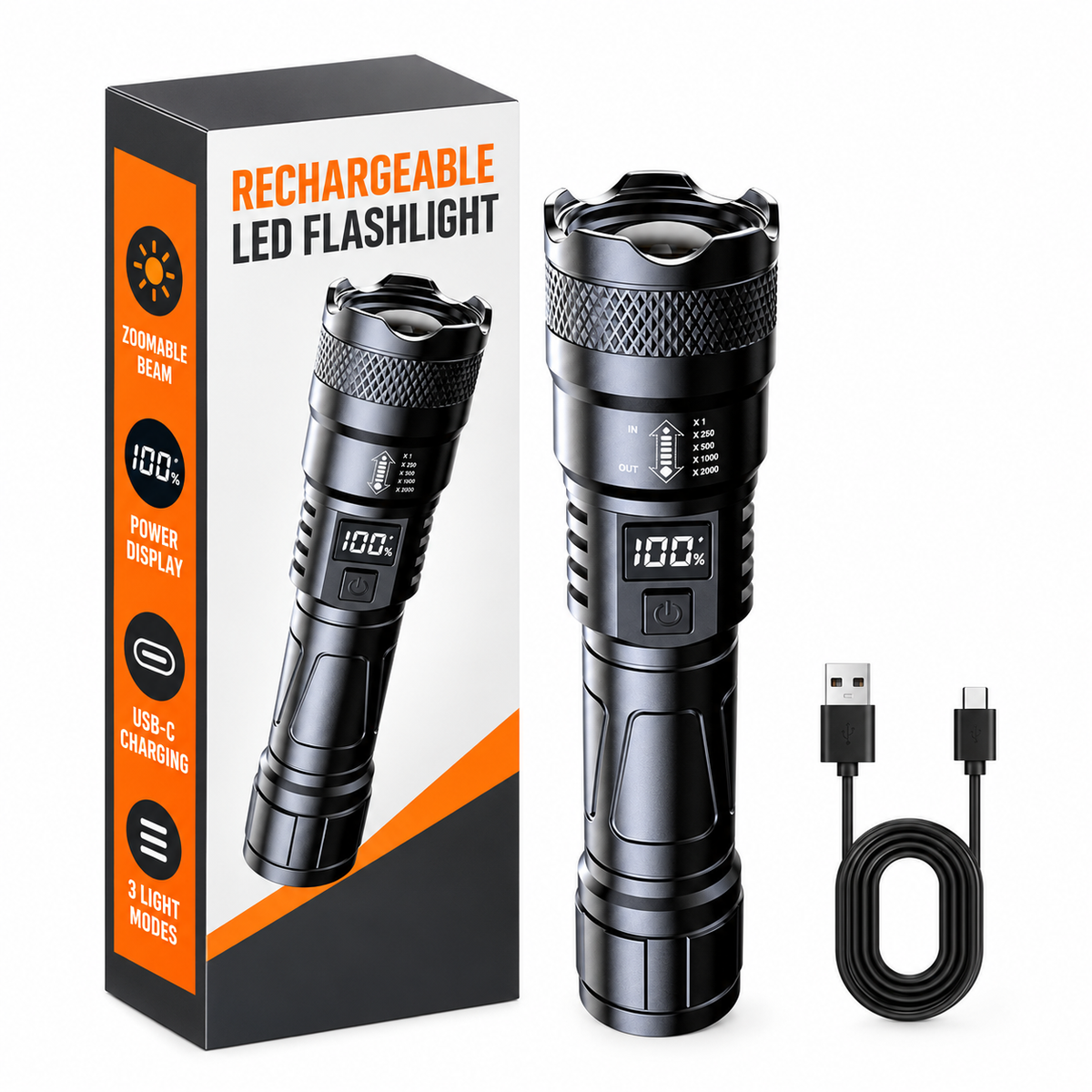 Rechargeable Zoom LED Flashlight