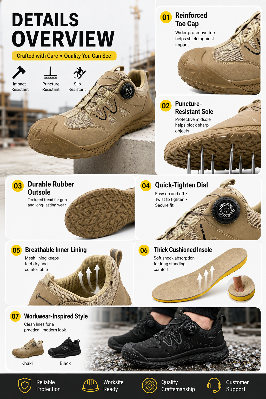 Quick-Dial Protective Work Shoes