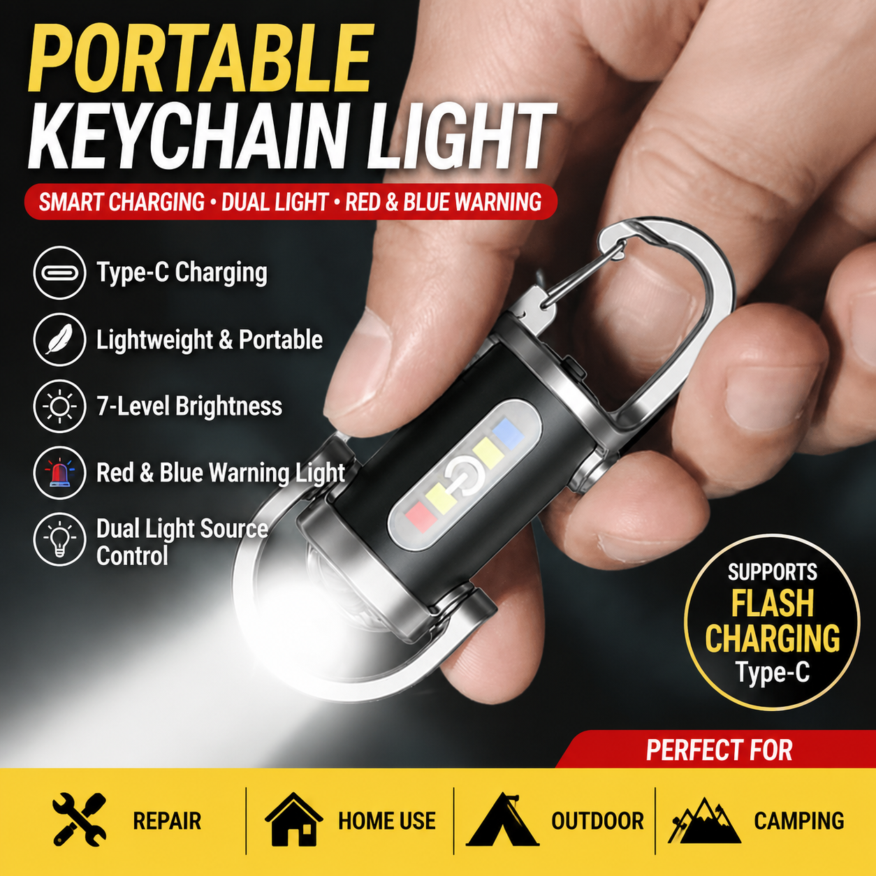 Multifunctional LED Keychain Light