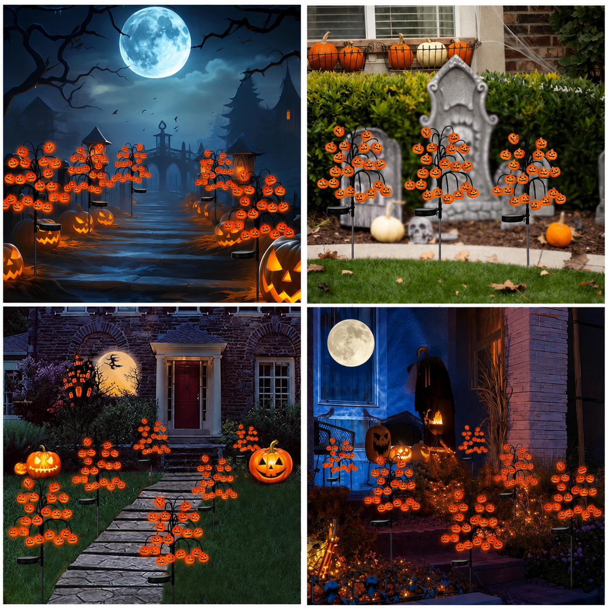 Solar-powered pumpkin branch light