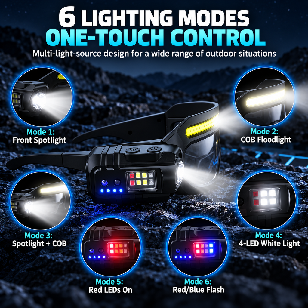 LED Sensor Cycling Safety Glasses
