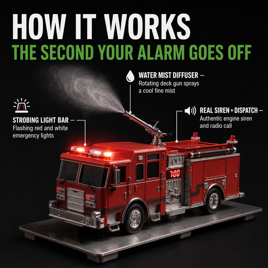 Die-Cast Fire Truck Alarm Clock