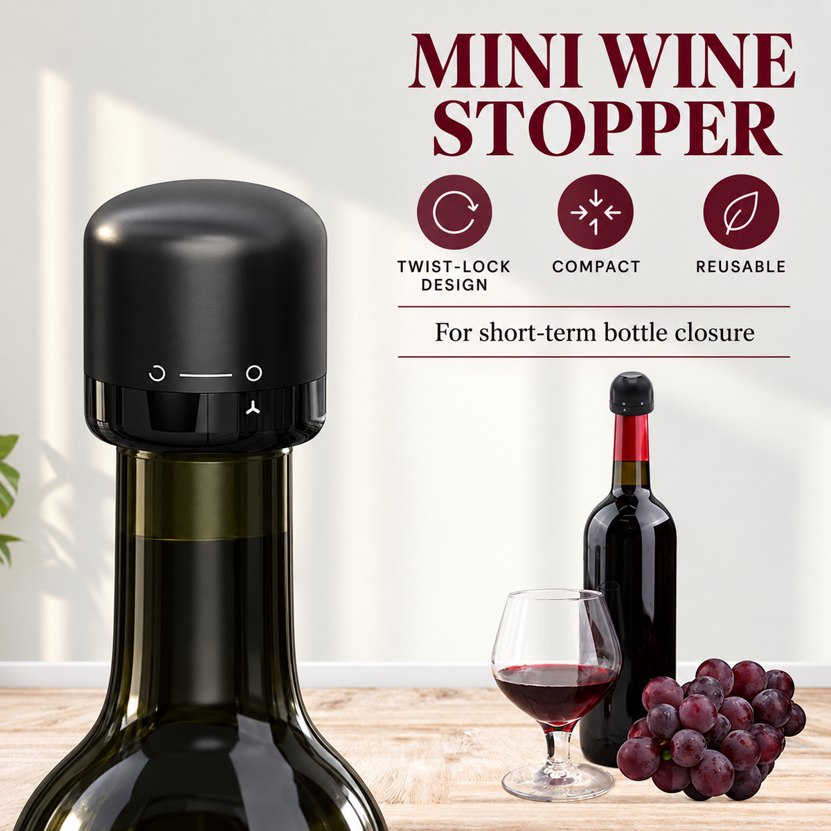 Mini Twist-Lock Wine Stopper