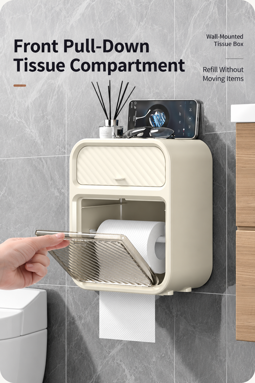 Wall-Mounted Tissue & Storage Organizer