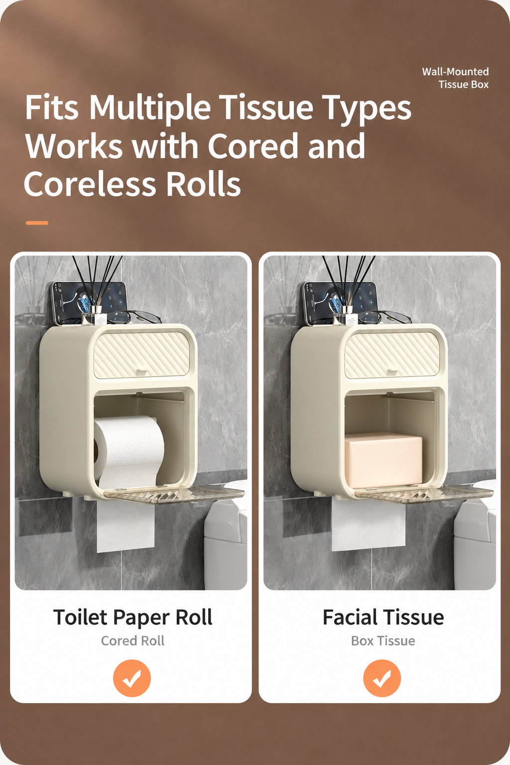 Wall-Mounted Tissue & Storage Organizer