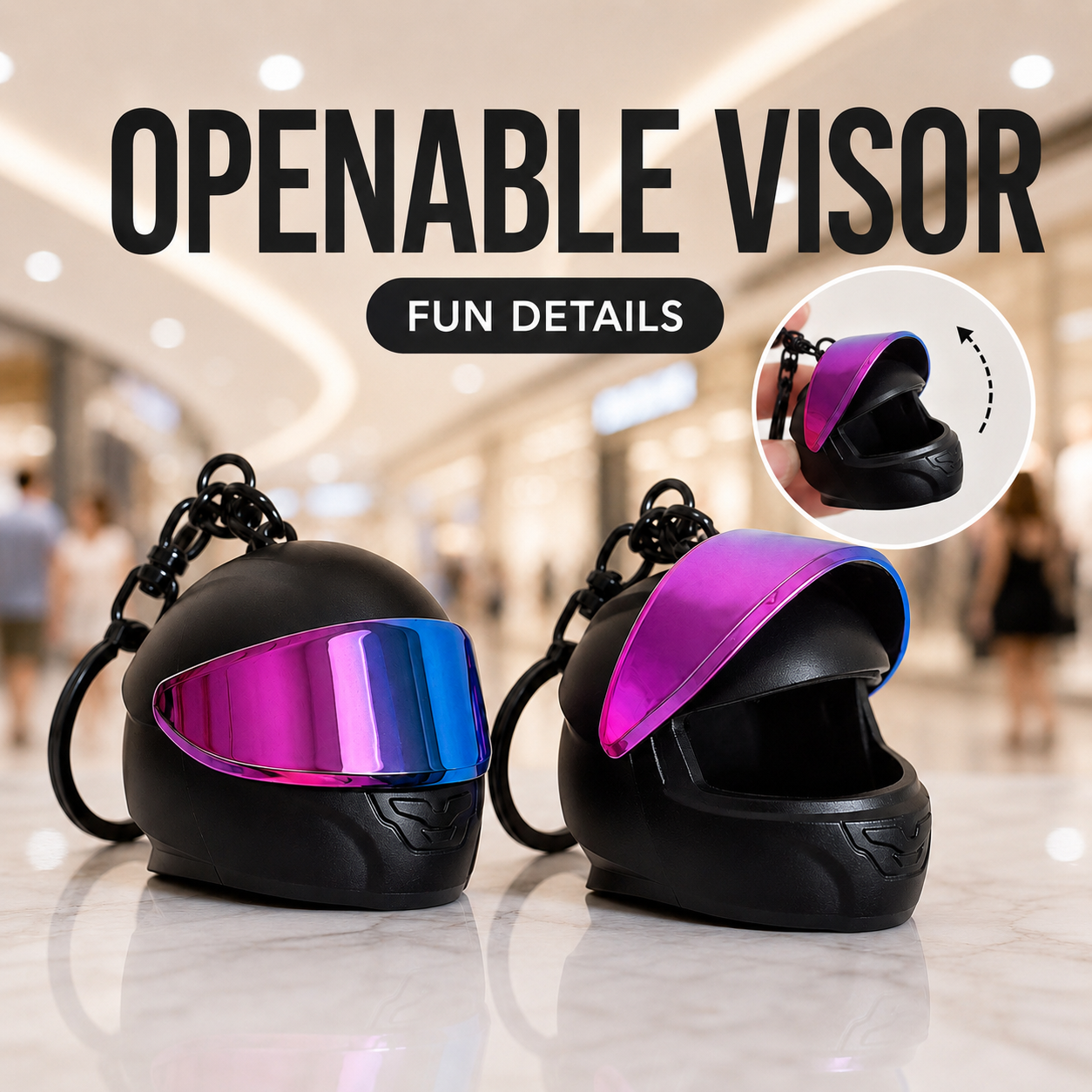 Mini Motorcycle Helmet Keychain