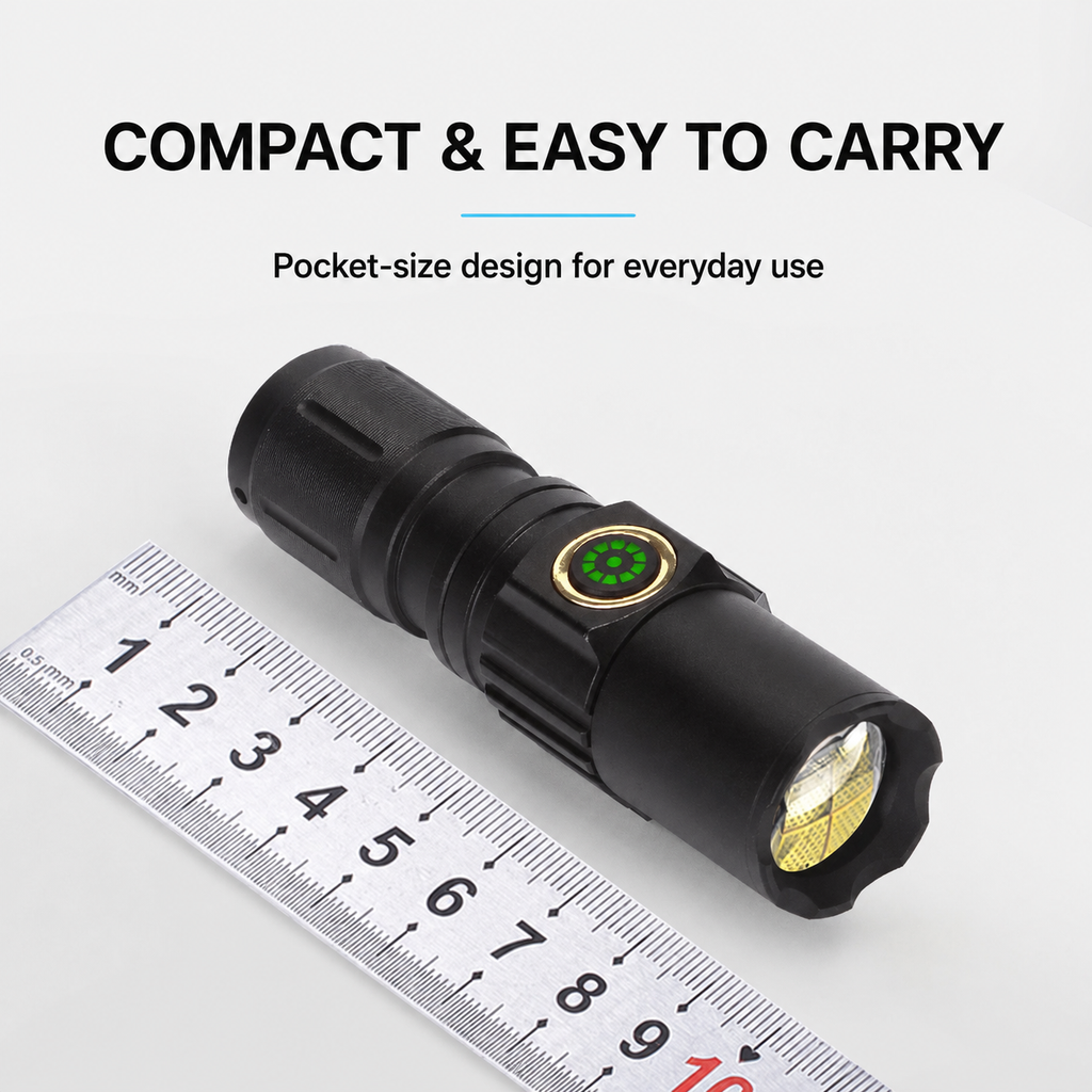 Compact Round-Beam LED Flashlight