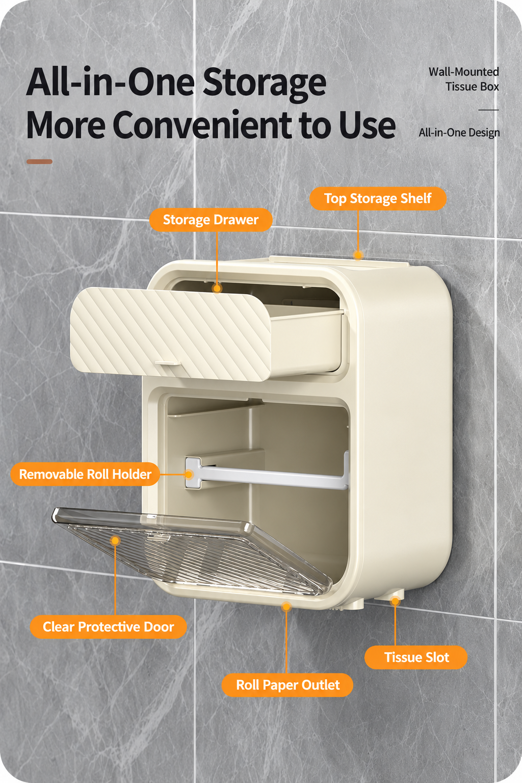 Wall-Mounted Tissue & Storage Organizer