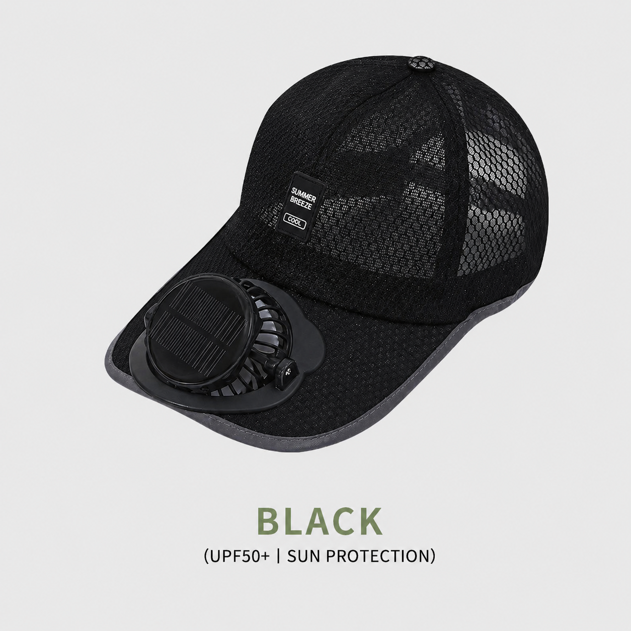Solar-powered cooling fan hat