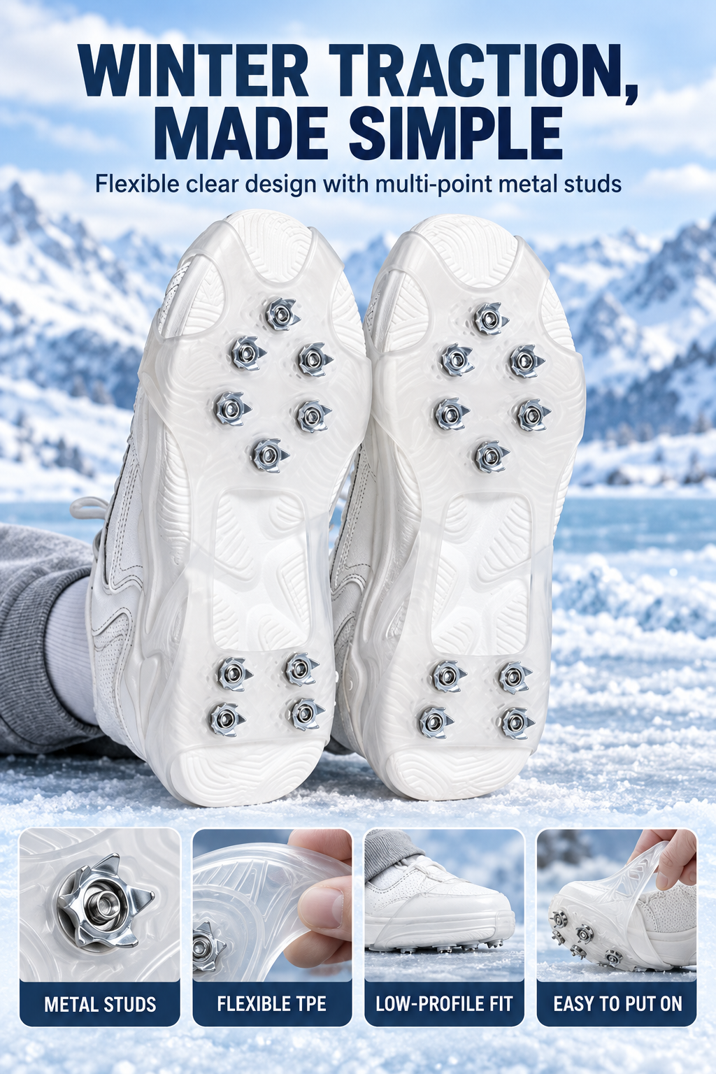 Stretch-Fit Ice & Snow Traction Cleats