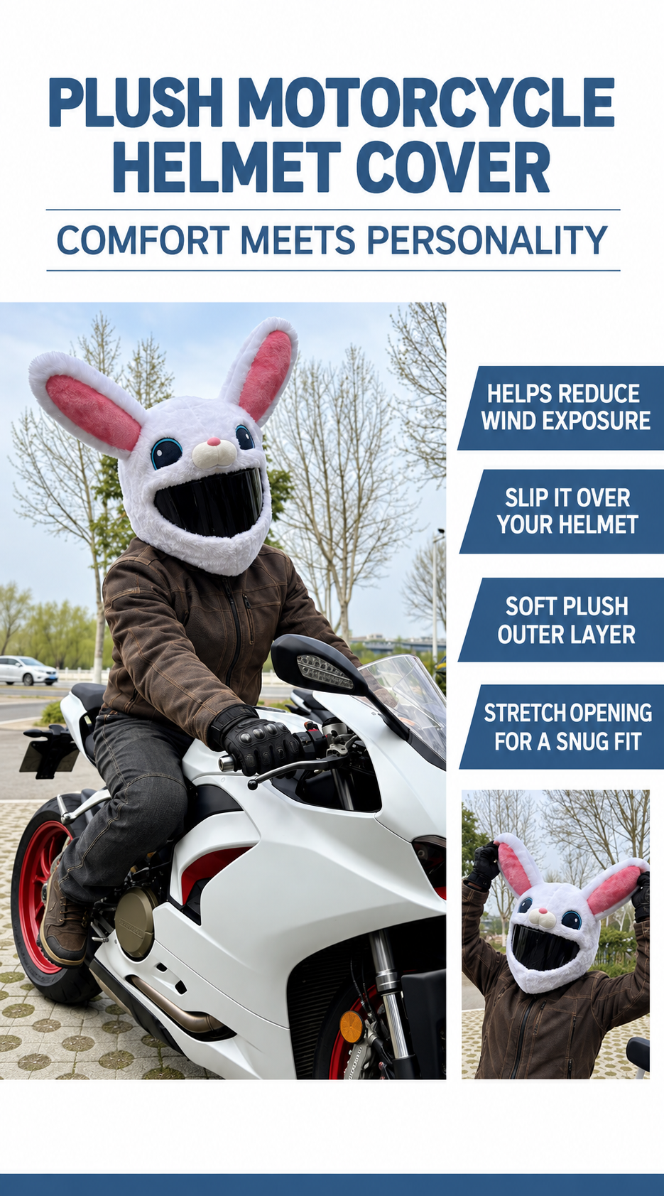 Character Plush Motorcycle Helmet Cover