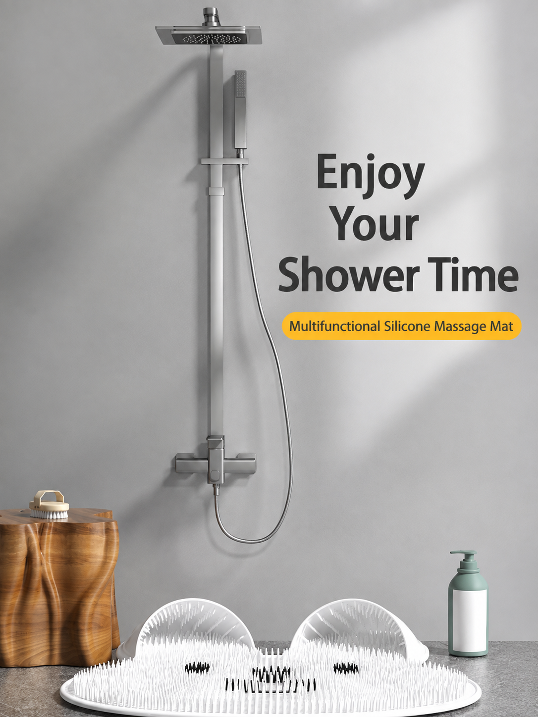 Hands-Free Silicone Shower Mat