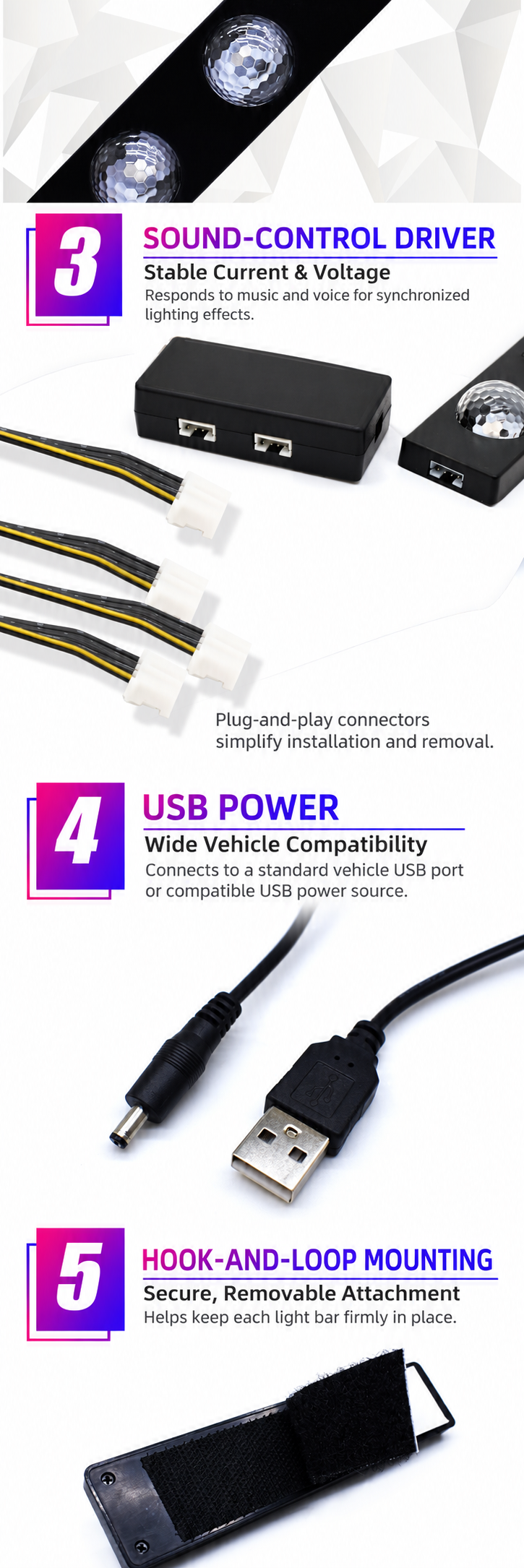 Sound-Active Car Starlight Kit