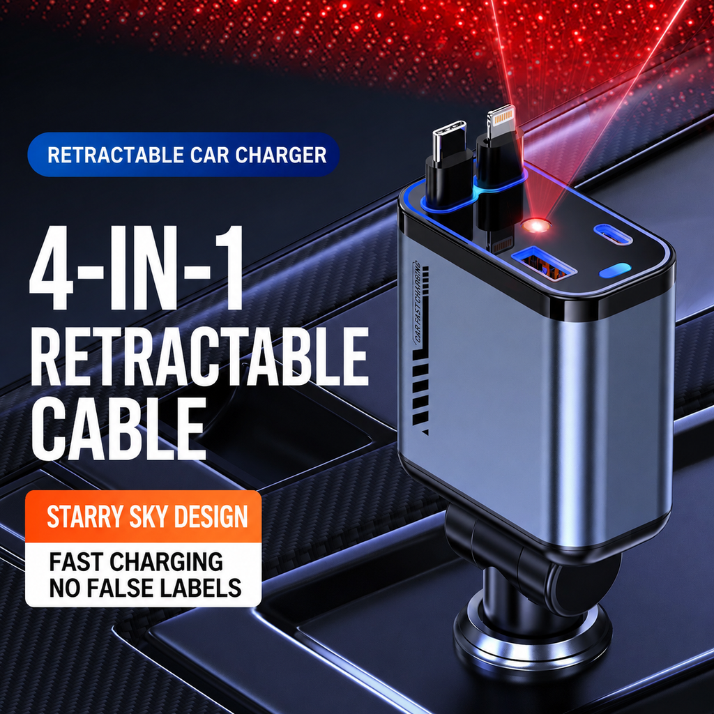 4-in-1 Retractable Car Charger