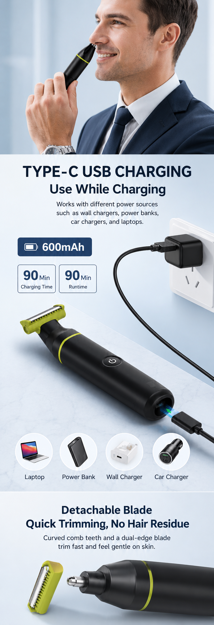 2-In-1 Waterproof Body Groomer
