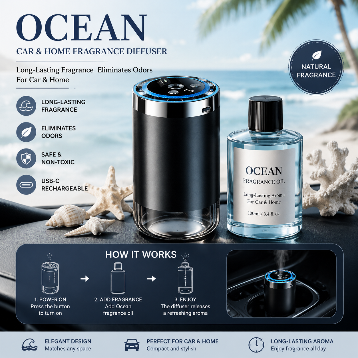 AI Smart Car Air Freshener Starry Night Diffuser