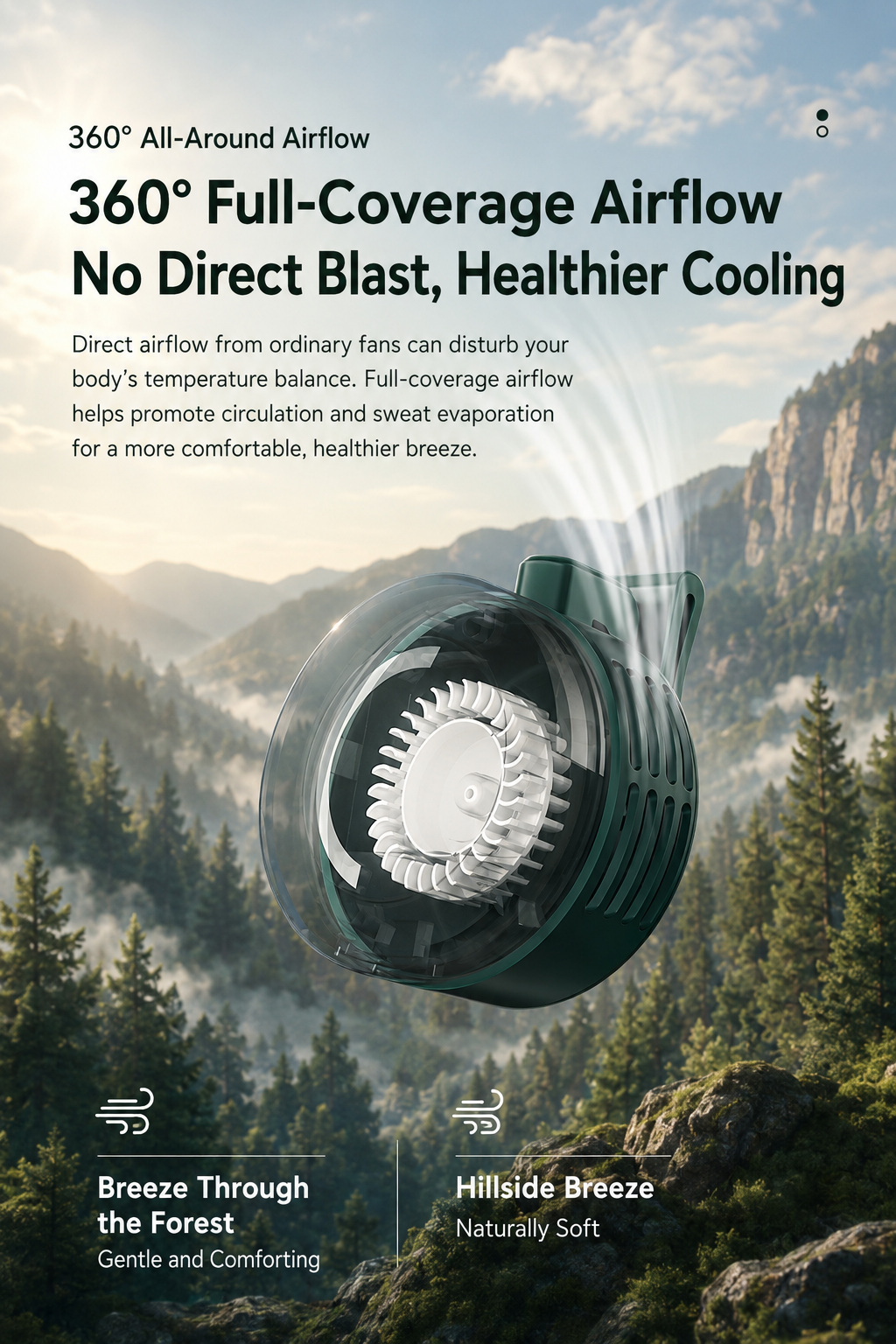Portable 360° Wearable Cooling Fan